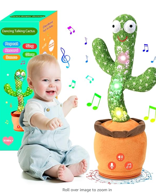 Dancing Talking Cactus Toy for Baby Toddler, Boys Girls Gifts Singing Mimicking Recording Repeating What You Say Baby Toys with 120 English Songs (Adjustable Volume)