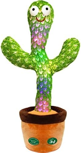 Pbooo [Update Volume Adjustable Dancing Talking Cactus Mimicking Toy, Talking Repeat Singing Cactus Toy 120 Pcs Songs for Baby 16s Record Your Sound with Led Light