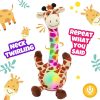 Hopearl Glowing Dancing Giraffe, Repeating Talking Interactive Animated Toy, Wriggling Singing Mimicking, Electric Light Up, Brown, 13''
