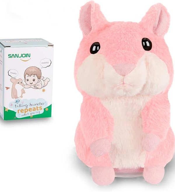 Kids Toddler Toys for Ages 2-4, Talking Hamster Repeats What You Say, Interactive Plush Repeating Toy for 2 3 4 5 6 8 Year Old Boy Girl Birthday Gift (Pink)