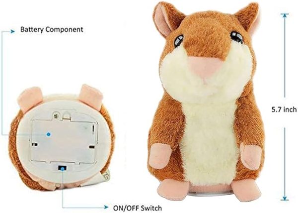 Talking Hamster, Interactive Stuffed Plush Animal Talking Toy Cute Sound Effects with Repeats Your Said Voice, Best Buddy for Kids Gift Age 3+ (Brown)