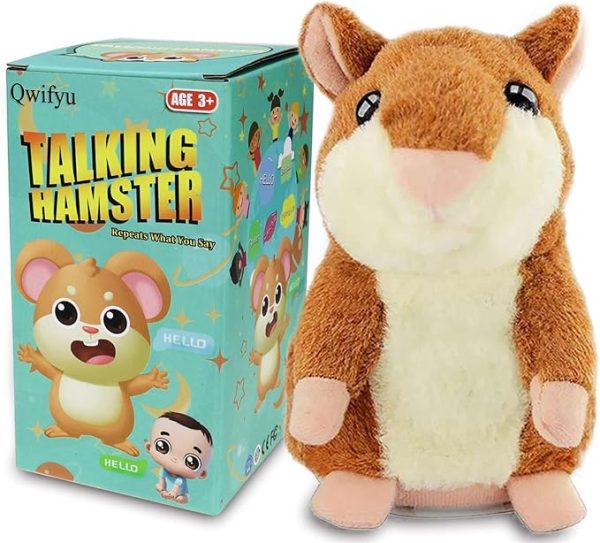 Talking Hamster, Interactive Stuffed Plush Animal Talking Toy Cute Sound Effects with Repeats Your Said Voice, Best Buddy for Kids Gift Age 3+ (Brown)