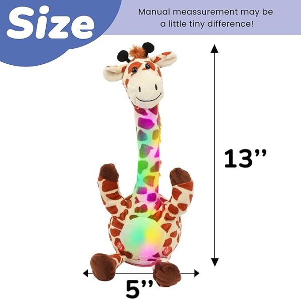 Hopearl Glowing Dancing Giraffe, Repeating Talking Interactive Animated Toy, Wriggling Singing Mimicking, Electric Light Up, Brown, 13''