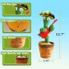 Dancing Talking Cactus Toys, Talking Sunny Cactus Toy Electronic Plush Toy Singing, Record & Repeating What You Say with 120 English Songs and LED Lighting for Home Decor (Guitar)