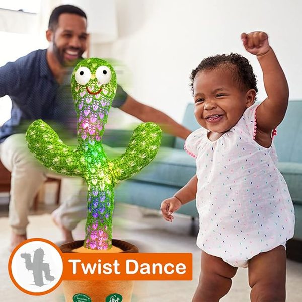 Pbooo [Update Volume Adjustable Dancing Talking Cactus Mimicking Toy, Talking Repeat Singing Cactus Toy 120 Pcs Songs for Baby 16s Record Your Sound with Led Light