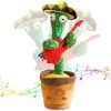 Dancing Talking Cactus Toys, Talking Sunny Cactus Toy Electronic Plush Toy Singing, Record & Repeating What You Say with 120 English Songs and LED Lighting for Home Decor (Guitar)