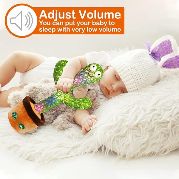 Pbooo [Update Volume Adjustable Dancing Talking Cactus Mimicking Toy, Talking Repeat Singing Cactus Toy 120 Pcs Songs for Baby 16s Record Your Sound with Led Light