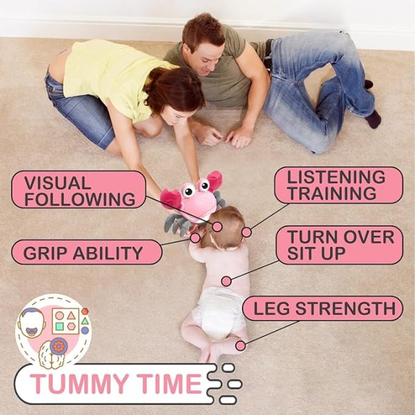 Pbooo Tummy Time Crawling Crab Baby Toy 3-6 Months Learning Walking Dancing Crab Toys for Babies 6-12 9-12 12-18 Months,Infant Toddler Development Toys Age 1-2 1st Birthday Gift