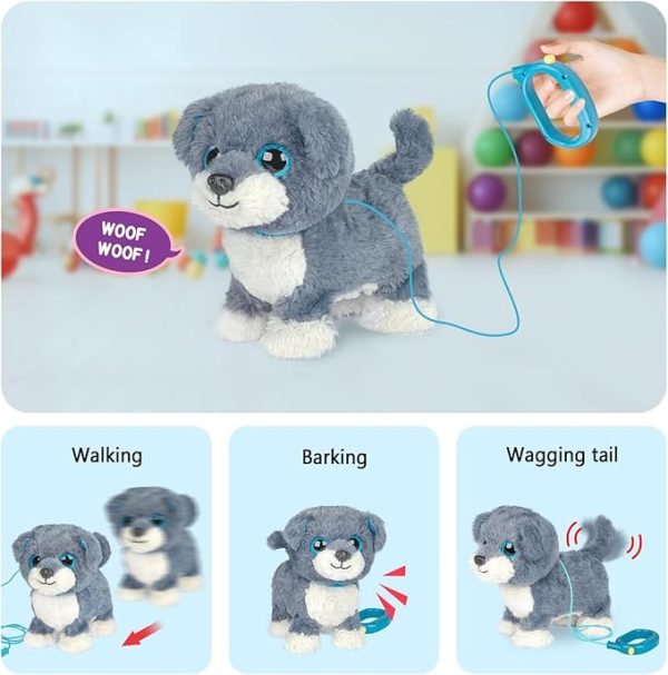 YH YUHUNG Walking and Barking Dog Toy Pet with Remote Control Leash Walking Puppy Toys for Kids Electronic Pets for Girls (Blue)