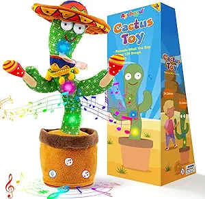 Ayeboovi Dancing Talking Cactus Baby Toy, Mimicking Recording Toy Repeats What You Say (Talking Adjust Volume Cactus)