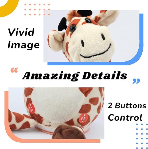 Hopearl Glowing Dancing Giraffe, Repeating Talking Interactive Animated Toy, Wriggling Singing Mimicking, Electric Light Up, Brown, 13''