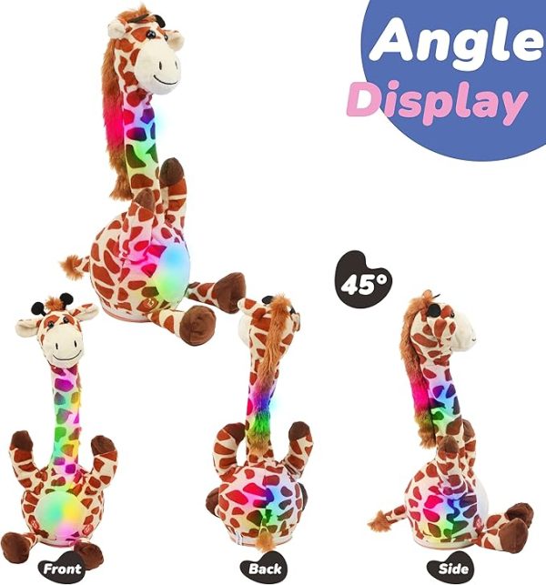 Hopearl Glowing Dancing Giraffe, Repeating Talking Interactive Animated Toy, Wriggling Singing Mimicking, Electric Light Up, Brown, 13''