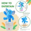 Hopearl Dancing Elephant Toy Repeats What You Say Talking Chasing Elephish Toy Wriggle Singing Mimicking Twisting Interactive Animated Toy Bump and Go Speaking Gift for Toddlers, 13''